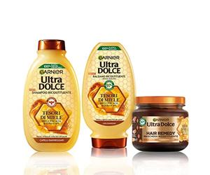 Garnier Ultra Dolce Routine Completa Tesori di Miele, Kit con Shampoo + Balsamo + Maschera, Ideale Per Capelli Danneggiati, Con Miele d'Acacia e Cera d'Api