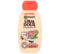 Garnier Ultra Dolce - Shampoo 2 in 1 per capelli lunghi con punte fragili, con latte di Vaniglia/polpa di Papaya, 250 ml, set di 3