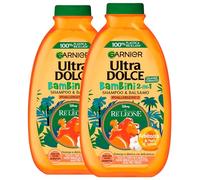 Garnier Ultra Dolce Shampoo Balsamo 2in1 Ipoallergenico per Bambini Formula con Albicocca e Fiori di Cotone Districante Delicato Testato Sotto Controllo Pediatrico - 2 Flaconi da 400ml