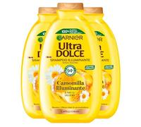 Garnier Ultra Dolce Shampoo Camomilla Illuminante Ammorbidente per Capelli Chiari o Riflessi Chiari con Miele di Fiori Idratante Protettivo Ingredienti 94% di Origine Naturale - 3 Flaconi da 400ml