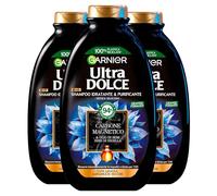 Garnier Ultra Dolce Shampoo Idratante Purificante per Capelli con Cute Grassa e Lunghezze Secche con Carbone Magnetico e Olio di Semi Neri di Nigella Vegan 94% di Origine Naturale - 3 Flaconi da 400ml