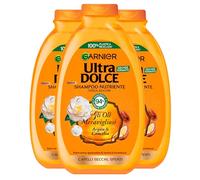 Garnier Ultra Dolce Shampoo Nutriente per Capelli Secchi e Spenti Gli Oli Meravigliosi Argan e Camelia Ravvivante Illuminante con Ingredienti 97% di Origine Naturale - 3 Flaconi da 400ml