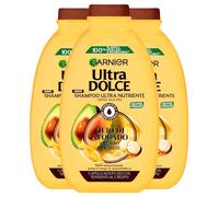 Garnier Ultra Dolce Shampoo Ultra Nutriente per Capelli Molto Secchi e Tendenti al Crespo con Olio di Avocado e Burro di Karité con Estratti di Origine Naturale - 3 Flaconi da 400ml