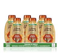 Garnier Ultra Dolce Tesori di Miele, Multipack Shampoo Riparatore, 94% Origine Naturale, Per Capelli Danneggiati, Senza Siliconi, Confezione da 6 x 300ml