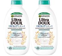 Garnier Ultra Soft - Delicata Avena - Shampoo e districante 2 in 1 per bambini, capelli e pelle con capelli e capelli delicati - al latte d'avena biologico e alla crema di riso, ipoallergenico, 400 ml