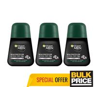 Garnier Uomo Magnesio Ultra Asciutto Deo Roll-On 72H Tuta Odor Protezione 3-pack