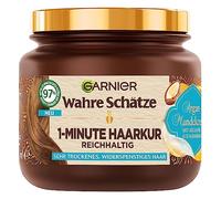 Garnier Wahre Schätze - Trattamento nutriente per capelli secchi e indiscreti, con olio di argan e olio di mandorle per capelli morbidi e morbidi, formula vegana, 1 x 340 ml
