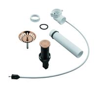 Garniture de vidage à tirette GROHE, excentrique rond à pousser avec câble Bowden, coude de vidage peu encombrant, avec vanne à crépine, 40986DL0, 40986DL0, Colorazione: tramonto caldo spazzolato