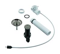 Garniture de vidage à tirette GROHE, excentrique rond à pousser avec câble Bowden, coude de vidage peu encombrant, avec vanne à crépine, 40986AL0, 40986AL0, Colorazione: grafite dura spazzolata