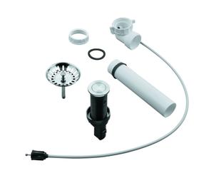 Garniture de vidage à tirette GROHE, excentrique rond à pousser avec câble Bowden, coude de vidage peu encombrant, avec vanne à crépine, 40986SD0, 40986SD0, Colorazione: acciaio inox