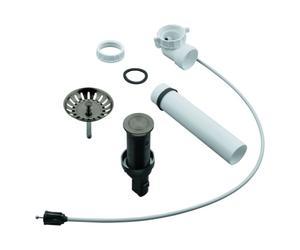 Garniture de vidage à tirette GROHE, excentrique rond à pousser avec câble Bowden, coude de vidage peu encombrant, avec vanne à crépine, 40986AL0, 40986AL0, Colorazione: grafite dura spazzolata