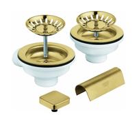 Garniture de vidage GROHE, avec excentrique, pour éviers de cuisine à 2 bacs, avec élément de recouvrement, 40999GN0, 40999GN0, Colorazione: fresco sorgere del sole spazzolato