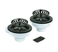 Garniture de vidage GROHE, sans excentrique, pour éviers de cuisine avec 1 bassin, avec élément de recouvrement, 40997AL0, 40997AL0, Colorazione: grafite dura spazzolata