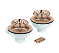 Garniture de vidage GROHE, sans excentrique, pour éviers de cuisine avec 1 bassin, avec élément de recouvrement, 40997DL0, 40997DL0, Colorazione: tramonto caldo spazzolato