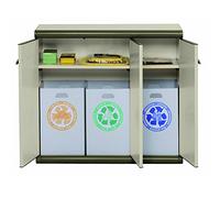 Garofalo Armadio basso in plastica 3 porte e 3 vassoi di riciclaggio - Beige