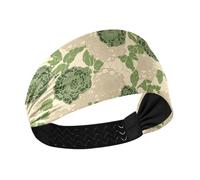Garofano Pizzo Verde Oliva e Sabbia Traspirante Fasce per le donne alla moda Elastiche larghe fasce per capelli da donna per Volley lavaggio viso Allenamenti lavaggio viso viso