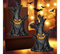 GAROMIA Decorazione per Halloween, Fantasma, Ceppo d'Albero con Luce a LED, 2 Pezzi, Nero, Giallo, Per Interni ed Esterni, Per Feste di Halloween, Festività, Feste a Tema, Occasioni Speciali