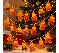 GAROMIA Ghirlanda di luci di pan di zenzero, 3 m, per Natale, 20 pan di zenzero, per interni di Natale, decorazione per la cameretta dei bambini, albero di Natale, festa