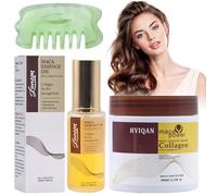 GAROMIA Maschera per capelli, collagene, olio di argan, essenza, per capelli, riparazione profonda, collagene, maschera per capelli 500 ml, olio di argan da 50 ml, per capelli secchi e danneggiati