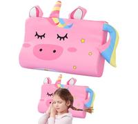GAROMIA Schlummerkids - Cuscino calmly per bambini, 44 x 27 cm, motivo unicorno, ergonomico, con animali Kawaii, con federa per sogni morbidi