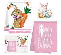 GAROMIA Strofinacci 2 pezzi coniglietti orecchie di coniglio strofinacci 40 x 60 cm decorazione primaverile coniglietto pasquale cucina strofinacci cucina