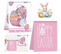 GAROMIA Strofinacci pasquali, conigli, uova di Pasqua, 2 pezzi, Happy Easter Pasqua, 40 x 60 cm, per Pasqua, Natale, vacanze, regali