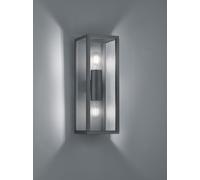 GARONNE APPLIQUE DA ESTERNO DOPPIA LAMPADINA FUSIONE DI ALLUMINIO ANTRACITE E VETRO TRASPARENTE IP44 H.40CM 2 LUCI ATTACCO E27