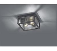 GARONNE PLAFONIERA DA ESTERNO DOPPIA LAMPADINA FUSIONE DI ALLUMINIO ANTRACITE E VETRO TRASPARENTE IP44 24X24CM 2 LUCI ATTACCO E27