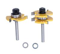 Garosa 2 Pcs Router Bit T a Forma di Lingua a Forma di Tipo 3 Denti 1/4 Pollici di Fresatura a profondità di Fresatura Set di Utensili Taglio Set Kit Testa per il Tavolo (1/4 di pollice)