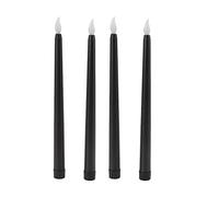 Garosa 4 Pezzi Candele Coniche LED 10 Pollici Senza Fiamma, Candele a Batteria con Luce Calda, Lunga Durata per Natale Matrimonio Compleanno - Nero