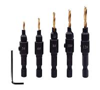 Garosa 5 Pezzi Set di Bit di Perforazione Controprotesk, in Acciaio Ad Alta velocità Rivestito con Chiave Chiave per la Lavorazione del Legno e Carpenteria