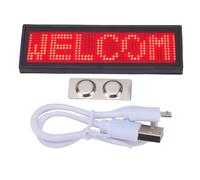 Garosa Badge Portanome con LED Rosso 12x48 Pixel - Ricaricabile e Programmabile Tramite App Mobile con Magnete e Spilla per Eventi Aziendali e Fiere