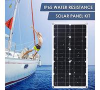 Garosa Kit di Ricarica per Pannello Solare con Controller Display a LED - Alimentatore Portatile Ricaricabile - Adatto per Campeggio, Escursionismo, Arrampicata IP65 Acqua (Kit Pannello Solare con