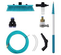 Garosa Kit Spazzola per Pulizia Pannelli Solari, Asta Telescopica con | Asta in Alluminio con Erogatore Sapone, Adattatore 180° e Attacco Filettato 3/4"