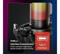 Garosa Microfono Gioco con Illuminazione RGB e Sensore Cardiaco per Computer, un Tasto per Disattivare L'audio, Pulsante Guadagno - IOS// - Bianco (WHITE)