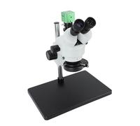 Garosa Microscopio LED Composto Trinoculare Laboratorio Digitale con Ingrandimento 7X-45X Sorgente Luminosa Regolabile e Tavolino Meccanico a Doppio Strato (Spina UE 110-240 V)