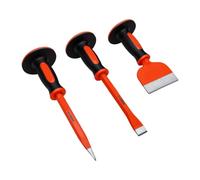 Garosa Scalpelli per Muratura Resistenti da 3 Pezzi con Protezione per le Mani Scalpello a Punta da 12 Pollici e Scalpello Piatto da 8,5 Pollici Set di Scalpelli per Mattoni per