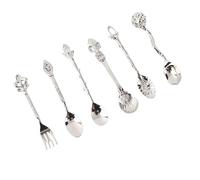 Garosa Set Cucchiaio e Forchetta Vintage da 6 Pezzi, Posate in Lega di Zinco con Motivi Squisiti per Sala da Pranzo, Caffetteria e Bar di Casa (#2)