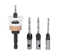 Garosa Set di Bit di Perforazione di Contropiede, 5 Pezzi 4 Flauto Tungsteno in Carburo in Lega Regolabile Arresto della profondità, con Scatola di Stoccaggio e Chiave Esagonale, per