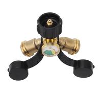 Garosa Splitter per Propano Ottone POL a QCC1 Splitter per Gas Propano a 2 Vie con Manometro Tipo Y per Riscaldatori per Barbecue Connessione a Doppio Apparecchio Monitoraggio del Carburante