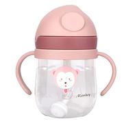 Garosa Tazza Bambini Anti-Perdite 250 ml con Cannuccia Ponderata a V Scala Trasparente Sbiadabile Plastica Resistente per Uso Quotidiano