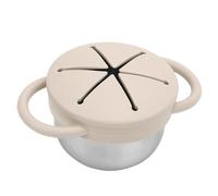 Garosa Tazza in Acciaio Inossidabile Tazza per Bambini Snack per Bambini con Maniglia di Coperchio in Silicone per i Picnic di Uscite per Bambini (Beige)