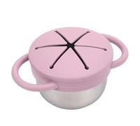 Garosa Tazza in Acciaio Inossidabile Tazza per Bambini Snack per Bambini con Maniglia di Coperchio in Silicone per i Picnic di Uscite per Bambini (PINK)