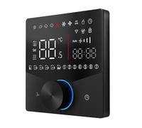 Garosa Termostato Touch Screen a 2 Tubi Controller per Climatizzazione Dal Design Sottile da 12,4 Mm Controller HVAC Programmabile con RS485 e Retroilluminazione a LED a 8 Colori per (BLACK)