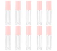 GAROZATION 10 Pezzi Contenitori per Lip Gloss Ricaricabili da 3ml in Plastico Rosa, Tubi Vuoti per Rossetto Fai-da-te per Viaggio di Lavoro