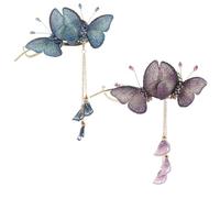 GAROZATION 2 Pezzi Clip per Chioma Donna Doppia Farfalla Ricamata in Lega e Tessuto, Struttura Robusta Antiscivolo, Accessorio Elegante la Vita Quotidiana