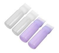 GAROZATION 4 Flaconi Applicatori per Pettine per Radici Colore Chioma, Bottiglie di Plastica Leggere con Scala Graduata, Accessori per Colorazione Chioma a Casa, Set da 4 Pezzi (bianco