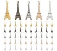 GAROZATION 60 pezzi Pendenti Torre Eiffel in Lega Retrò per Accessori Gioielli Fai da Te Charm per Collane Braccialetti e Portachiavi Colori Casuali Design con Anello per Colore Casuale