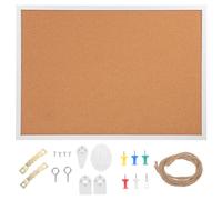 GAROZATION Bacheca in Sughero Cornice Bianca 35x50cm per Ufficio e Casa, Lavagnetta da Parete in Legno per Esposizione Foto e Appunti Chiodi Inclusi