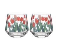 GAROZATION Bicchieri in Vetro Vintage da 400ml, Set 2 Pezzi Design a Tulipano, per Acqua e Latte in Ristorante o Hotel